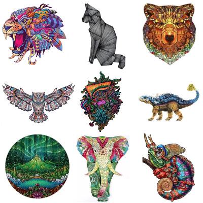 China Custom Wooden Puzzles Kids Adults Wooden DIY Practice Animals Puzle Toys Educational Gifts Opens Owl Fish Puzzle Games for sale