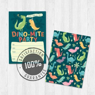 China Paper Dinosaur Kids Party Invitation Cards with Envelopes for Jurassic Birthday or Dino Themed Baby Shower for sale