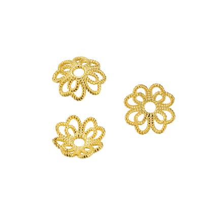 China 925 Sterling Silver Hollow Out Gold Plated Flower Shaped Pearl Caps DIY Jewelry Accessories AT011 for sale