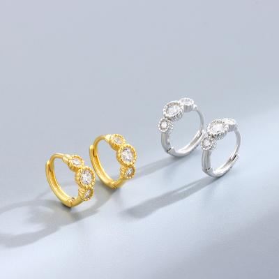 China Wholesale CLASSIC simple beautiful girl's small circle earrings around Zircon earrings for women 925 Sterling Silver Jewelry for sale