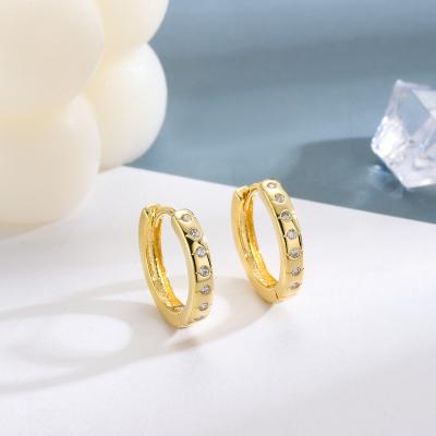 China CLASSIC Wholesale Hoop Earrings Women Jewelry Gold Plated Hoop Earrings Female Brass Zircon Earring for sale