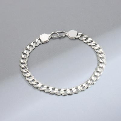 China CLASSIC Wholesale Minimalist Men and Women Fashion 925 Sterling Silver Curb Cuban Link Men's Chain Bracelet for sale