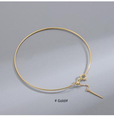 China 925 Sterling Silver Gold Plated Wire Wholesale FASHIONABLE Minimalist Adjustable Bracelets for Women Girl Gift Jewelry for sale