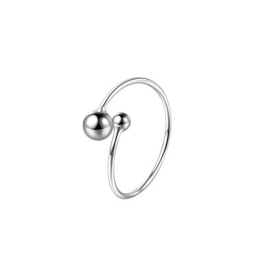 China FASHIONABLE 925 Sterling Silver Double Bead Open Ring Minimalist Trendy Personality Platinum Plated for Women for sale