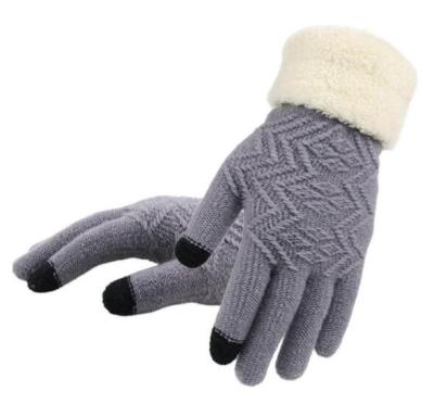 China Soft Winter Knit Gloves Soft Winter Knit Acrylic Womens Gloves Winter Knitted Jacquard Mens Gloves Plus Warm Fleece Cold Weather Mitttens Gloves for sale