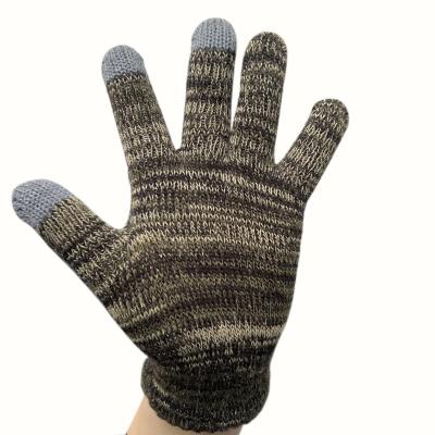 China Camouflage Camouflage Cold Weather Gloves Women Winter Touch Screen Gloves Unisex Thick Warm Double Layer Camouflage Knitted Gloves Female Mittens for sale