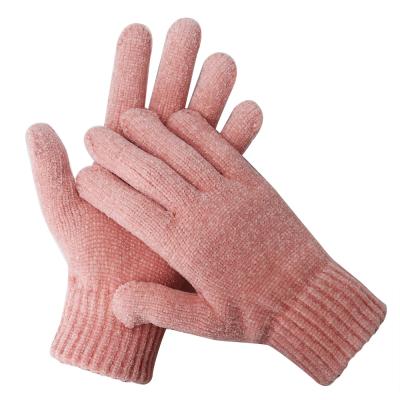 China Soft Knit Gloves Winter Soft Knit Warm Winter Gloves Female Gloves Wholesale Warm Cold Weather Gloves Mittens Autumn Winter Knitted Chenille Gloves for sale