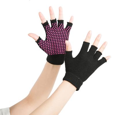 China Autumn Winter Non-Slip Aerial Yoga Gloves Dispensing Ladies Outdoor Sports Cycling Fitness Dot Dispensing Half Finger Yoga Gloves Women for sale