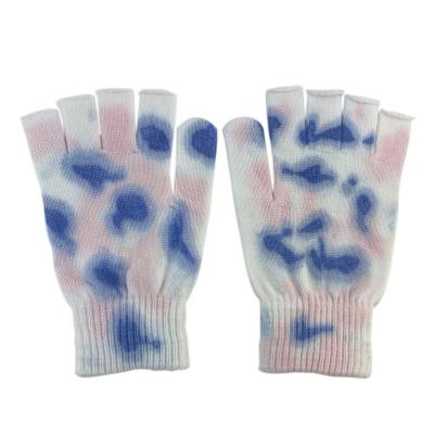 China 2020 Fashion Tie Dye Anti-Pilling Stretch Gloves Autumn Winter New Tie Dye Knitted Mittens Adults Unisex Fingerless Tie Dye Knitted Mittens Adults for sale