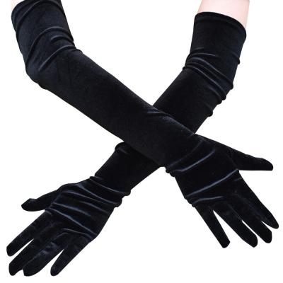 China Hot Party Celebration Etiquette Gloves Formal Dress Gloves Velvet Flannel Gloves Women Long Elegant Ladies Gift Even Retro for sale