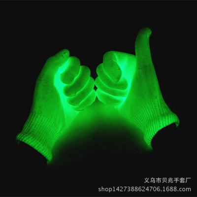 China Single Plain High Quality White Stretch Fluorescent Green Luminous Gloves For Stage Dance Performance for sale