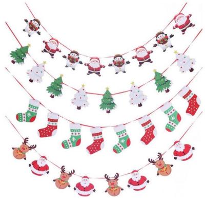 China Eco-Friendly Merry Christmas Banner-Christmas Paper Bunting,Santa's Reindeer-Snowman-Christmas Tree-Christmas Party-Home Decorations Holiday Sign New Year for sale