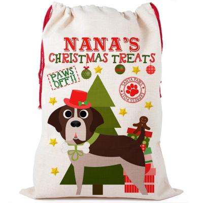 China Gift Bags Personalized St Bernard Christmas Sack Dog Stocking Santa Treat Pet Xmas Bag for sale