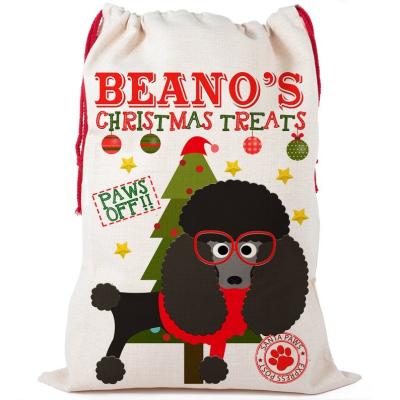 China Gift Bags Personalized Poodle Christmas Bag Dog Storing Santa Treat Pet Xmas Bag for sale