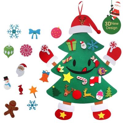 China DIY Cute Felt Christmas Tree With Ornaments New Year Gifts Kids Toys Artificial Tree Hanging Christmas Decoration For Home for sale