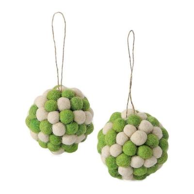 China Pom Pom Ornaments Green, Red and White Hanging Felt for Christmas and Holiday Decorating for sale