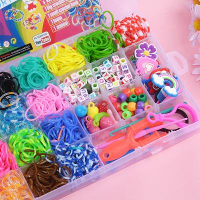 China DIY Rainbow Elastic Band Colorful Hand Knitted Bracelet Set Set Children's Educational Toys for sale