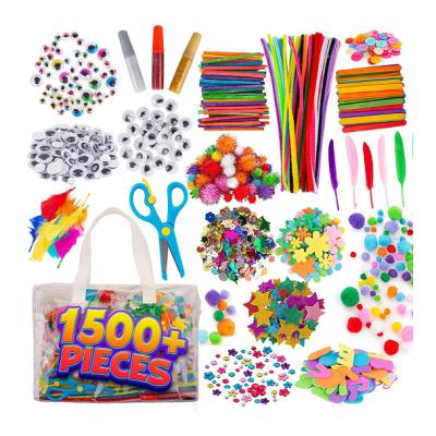 China Toying 1500Pcs DIY Art Craft Sets Supplies for Kids Crafting Lots of Consumables Puffs Full Color Felt Glitter Poms- Feather-Buttons for sale