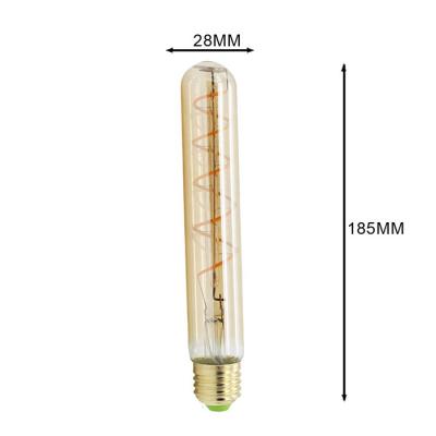 China Amber Grass Spiral Filament Tube Bulb T30 185mm 225mm 4w Led Filament E27 Dimmable for sale