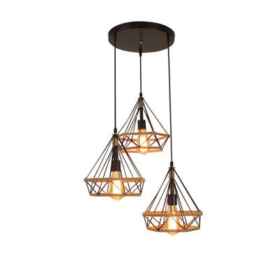 China Black Vintage Industrial Pendant Light Fixtures Black Metal Hemp Rope for sale