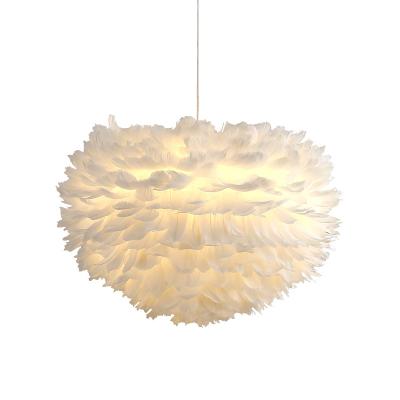 China Round Feather Modern Pendant Light Warm White Indoor Home Decor 110v-240v for sale