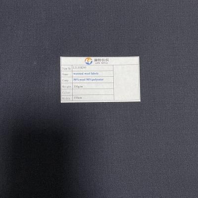 China Black Anti Pill 50%wool 50%polyester 330g/m Worsted Wool Fabric For Tailoring / Pants for sale