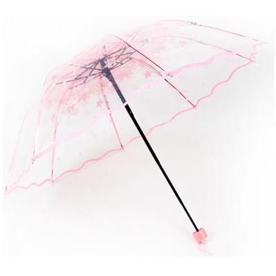 China Rainproof for transparent folding umbrella 2018Hot sell fashionable promotional logo printed custom transparent folding umbrella for sale