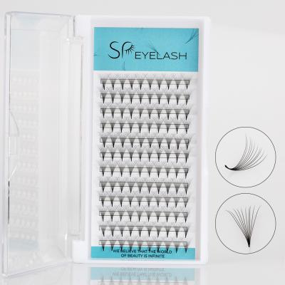 China OEM Long New Natural Russian Style 5D Volume Pointed Base Pre Made Fans Custom Box Point Root Mix Length Eyelashes for sale