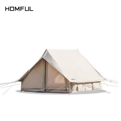 China Straight tie type HOMFUL poly cotton outdoor family camping glamping tent waterproof 1-2person tent wholesale for sale