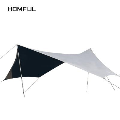 China HOMFUL Outdoor 190T Polyester Rain Fly Tent Sunshade Camping Tarp Straight Tying Type Outdoor Waterproof Camping Shelter for sale