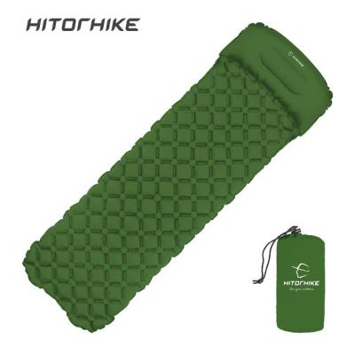 China Foldable Camping Hithorhike Mat Sleeping Mat Inflatable Mattress Sleep Pad With Attached Pillow for sale