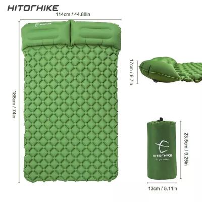 China New Style Hitorhike Double-Person Sleep Protection Quick Inflate Camping Self-Inflating Mattress Camping Inflatable Mat With Pillow for sale