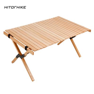 China Durable Wholesale Wood Roll Table Outdoor Wooden Hitorhike Camping Folding Table for sale