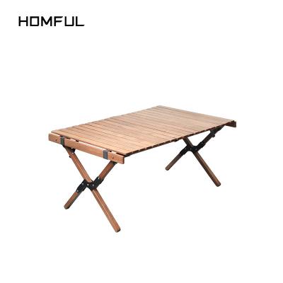 China Wholesale HOMFUL durable 2 legs cremate table outdoor wood roll camping wooden folding table for sale