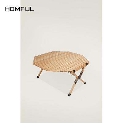 China Homful Durable Outdoor Camping Furniture Octagonal Egg Roll Table Wood Camping Folding Table For Outdoor Or Indoor for sale