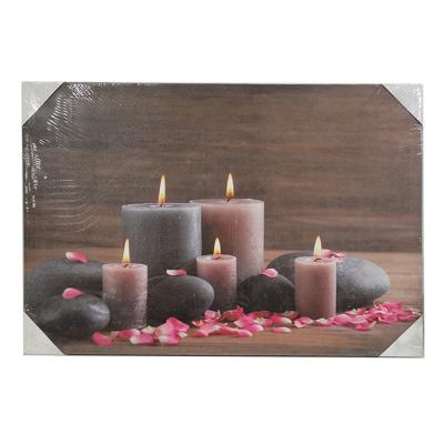 China Customizable Wood Wall Decoration Colored Candles Art Mural With LED Wall Painting for sale