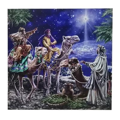 China Customizable Canvas Wall Painting 1PCS LED Starry Sky Camel Artwork Wall Decoration Arabian Universe Wall Art for sale