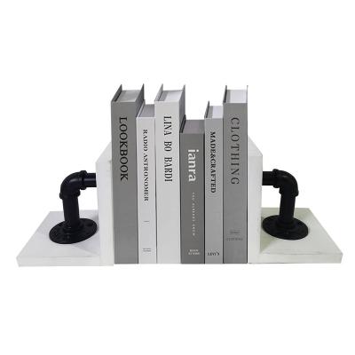 China Wholesale Modern and Rustic Wood Industrial Style Pipe 1-Pair Table Bookends for sale