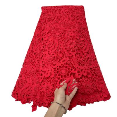 China Sustainable Guipure Cord Lace 2022 High Quality Embroider African Lace Fabric With Holes Water Soluble Nigerian Lace For Wedding Sew for sale