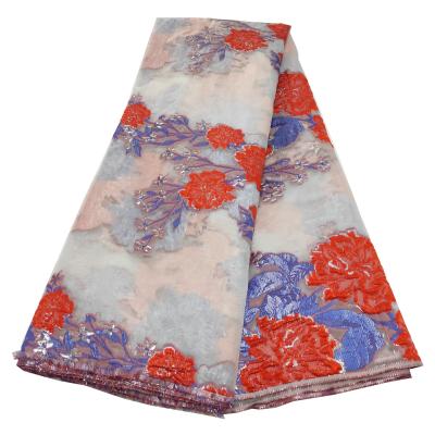 China High Quality African Nigerian Fabric Viable Fabric Floral Jacquard Brocade Lace Fabric For Dress for sale