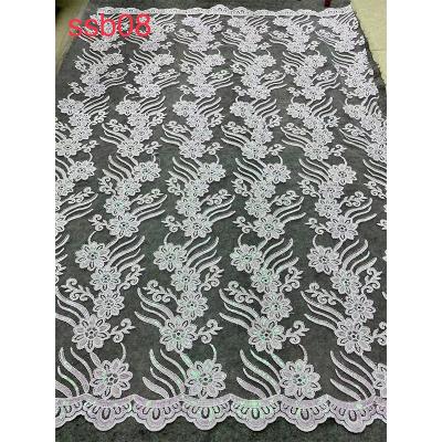 中国 2022 new design bridal lace wedding embroidery lace fabric viable with high quality sequin lace fabric for dress 販売のため