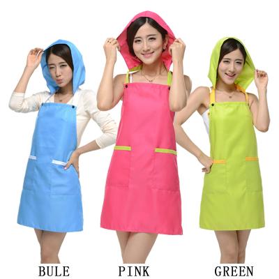 China Korean Version Anti-smoke Hair Care Apron With A Hat For Cooking Aprons for sale