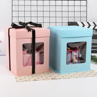 China Recycled Materials Food Grade Pet Cake Box Packaging Cake Boxes Clear Transparent Cake Box With Clear Window for sale