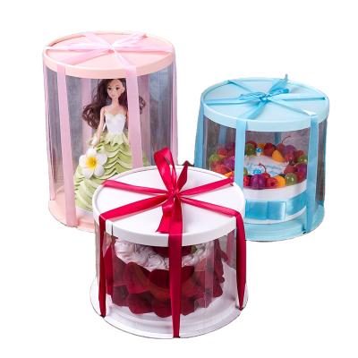 China 8 Inch Size Wedding Paper Handmade Round Transparent Pet Birthday Cake Clear Box Custom for sale