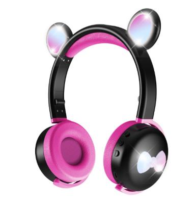 China Free Sample Wireless Cute Arc Headphones Foldable Over-Ear LED Lighting Kids Earphone Radio for sale