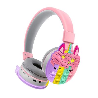 China New Headband Design Baby Kids Wiggle Headset Push Bubble Cover The Unicorn Earphone Wireless Headphones for sale