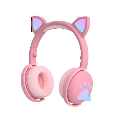 China BT 5.0 Wireless Cute Headsets Cat Ear Wireless LED Cat Ear Headphones Music Earphone Gaming Headphone Cat Ear Stereo Headphones for sale