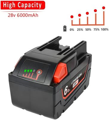 China Batería de repuesto de herramientas eléctricas de Milwaukee 28V 6000mAh Batería de litio Compatible con Milwaukee 48-11-2830 M28 en venta