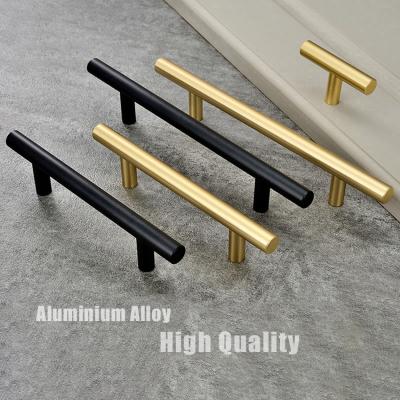 China Black China Metal Gold Aluminum Alloy Wardrobe Cupboard Furniture Drawer Sideboard Black Pulls Handle for sale