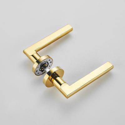 China Best Quality Zinc Alloy Gold Color Best Quality Interior Door Handle Bathroom Door Handle For Hotel Room for sale